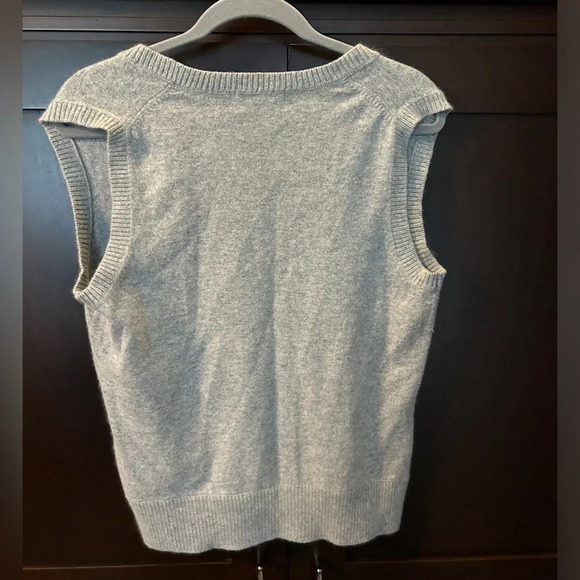 Eddie Bauer Sweater Vest Rabbit Fur Grey Women’s Medium Cotton Academia Preppy - Picture 3 of 4